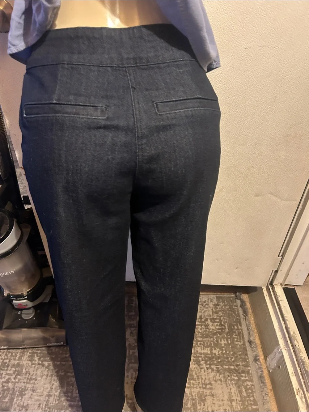 Rachel Zoe Black Slim Straight Jeans with Gold Button Accents